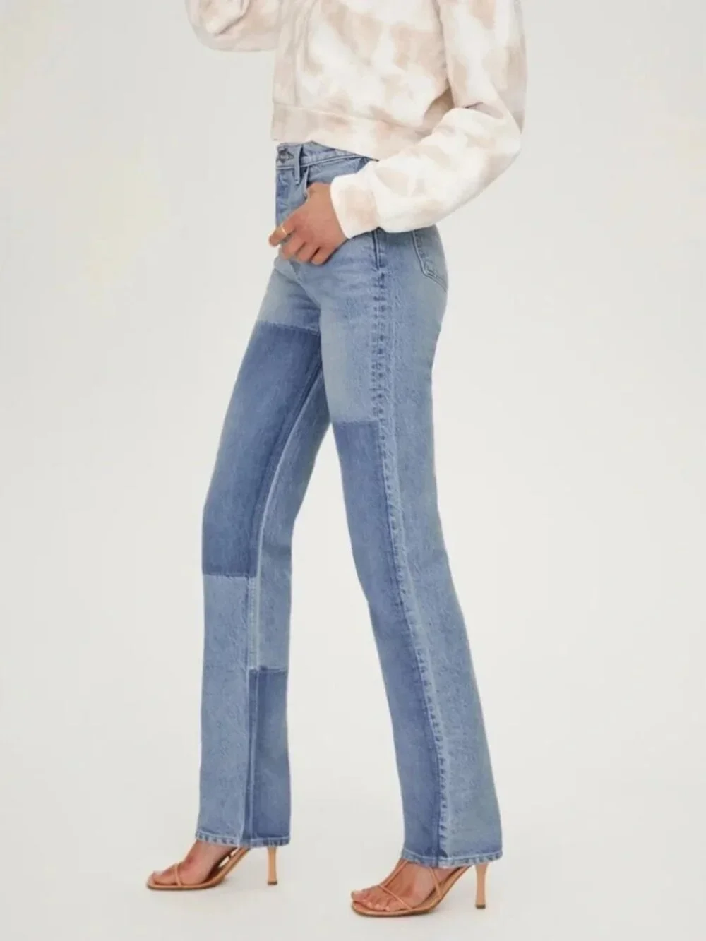 Reformation Cynthia Shadow High Rise Denim Patchwork Jeans in Niagara👖sz 29